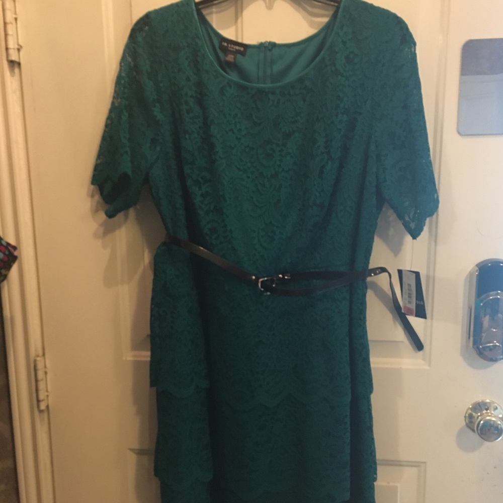Size 22W teal lace dress, NWT